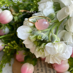 【桜色】春爛漫　silver925  18KGP ピンクカルセドニーリング    天然石リング 指輪  サイズ変更 15枚目の画像