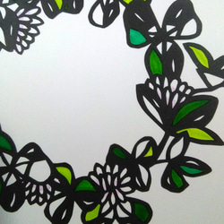 【切り絵】原画　A5サイズ　clover wreath 2枚目の画像