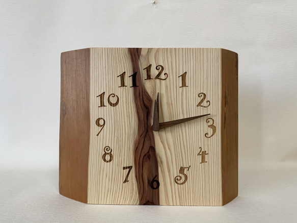木の時計＜杉＞・掛け時計置き時計suc-140　木製時計 1枚目の画像