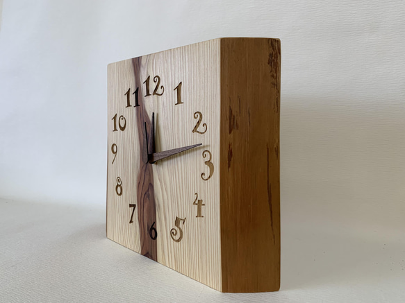 木の時計＜杉＞・掛け時計置き時計suc-140　木製時計 2枚目の画像