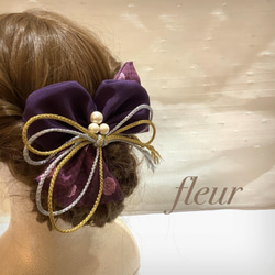 ヘアアクセサリー　髪飾り　リボン　ヘッドドレス　シルク素材　高級感　アンティーク　レトロ 1枚目の画像