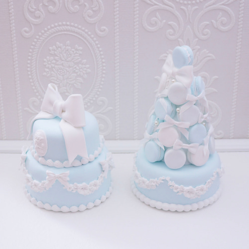 クラシカルリボンのクレイケーキ&マカロンタワーのセット✳︎色 クラシカルリボンのクレイケーキ&マカロンタワーのセット✳︎色