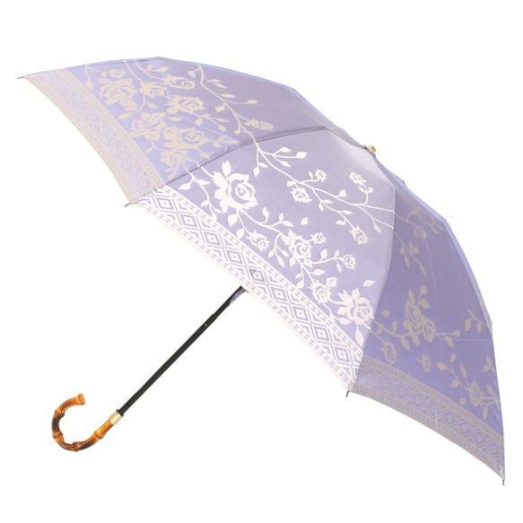 ※重複品のため購入不可※【晴雨兼用折りたたみ傘】kirie バラ ロイヤルパープル 2枚目の画像