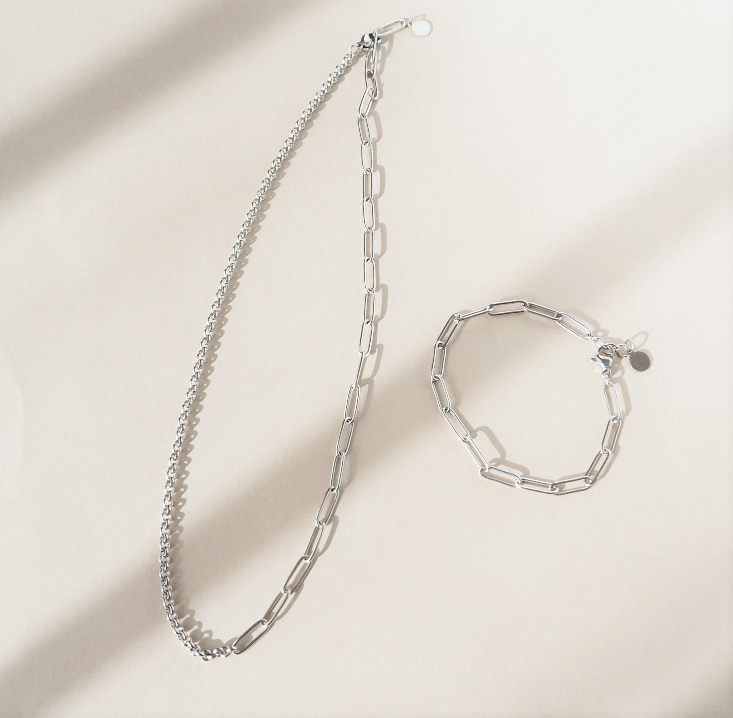 数量限定5点 夏の福袋 アレルギ―対応  バイチェーンネックレス ブレスレット ステンレス　シルバー Creema限定