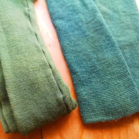 古色×藍染めほんわかwool leggings*草木染めウールレギンス 国産冬スパッツ 6枚目の画像