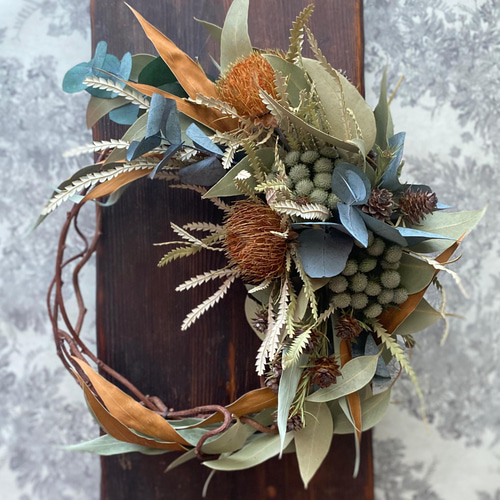 創作リース　ワイルドフラワー ワイルドフラワーのリース✳︎ドライフラワー【ラッピング込】母