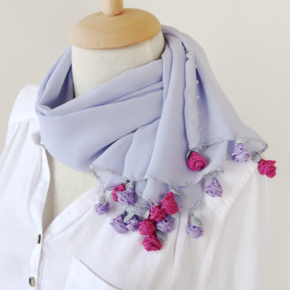 [Resale] OYA Chiffon shawl [ROSE] Pale Iris 第7張的照片