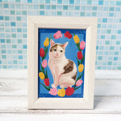 花と猫ポストカード〈スズラン、チューリップ、エレムルス〉３枚セット 6枚目の画像