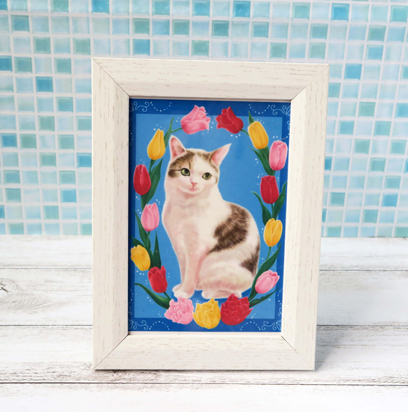花と猫ポストカード〈スズラン、チューリップ、エレムルス〉３枚セット 6枚目の画像