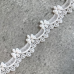 2m コットンケミカルレース 小花柄スカラップ 日本製 lace-No,098 3枚目の画像