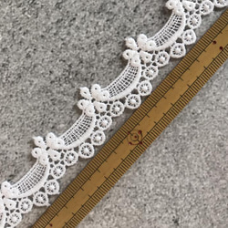 2m コットンケミカルレース 小花柄スカラップ 日本製 lace-No,098 4枚目の画像