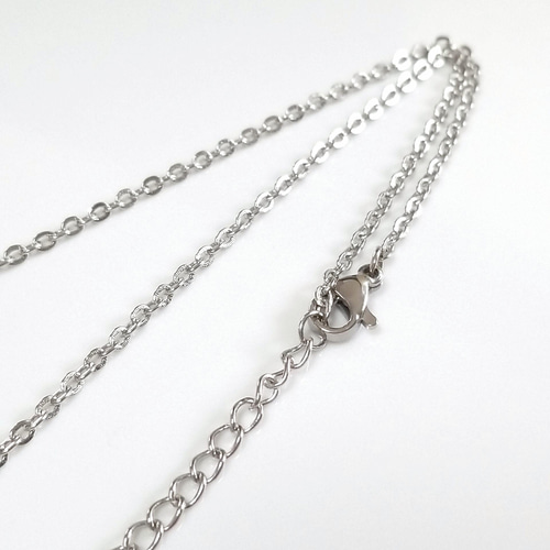 2本入/41+7cm サージカルステンレス あずきチェーンネックレス