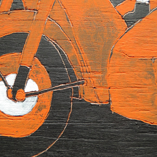 ネズミとバイクのウッドバーニングアート 原画 絵画 動物の絵 木雑貨