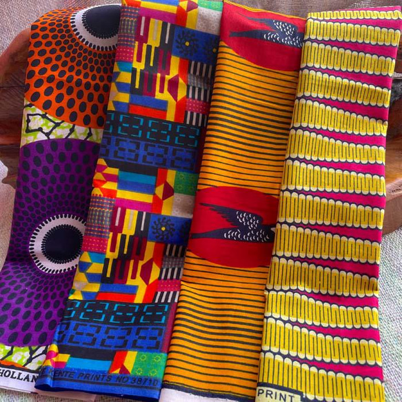ハギレセット＊4枚組  生地  アフリカ布 アフリカン 小物作り ハンドメイド 手作り 手芸用品 布 a802304 8枚目の画像