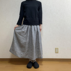 上質リネン♡ミニギンガムチェック タックギャザースカート 1枚目の画像