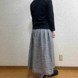 上質リネン♡ミニギンガムチェック タックギャザースカート 3枚目の画像