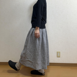 上質リネン♡ミニギンガムチェック タックギャザースカート 2枚目の画像