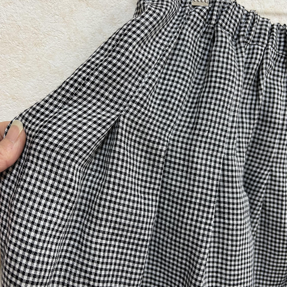 上質リネン♡ミニギンガムチェック タックギャザースカート 6枚目の画像