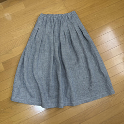 上質リネン♡ミニギンガムチェック タックギャザースカート 7枚目の画像