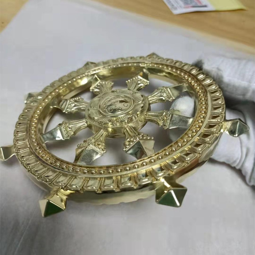 仏教法器 真言宗 法輪 輪宝 密教法具 チベット 真鍮製 11.5cm