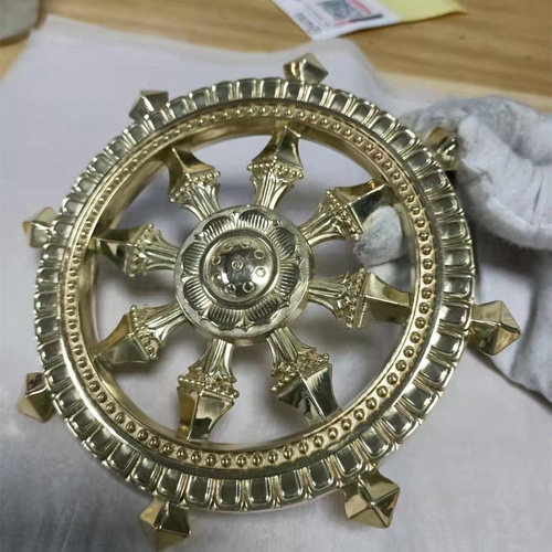 仏教法器 真言宗 法輪 輪宝 密教法具 チベット 真鍮製 11.5cm