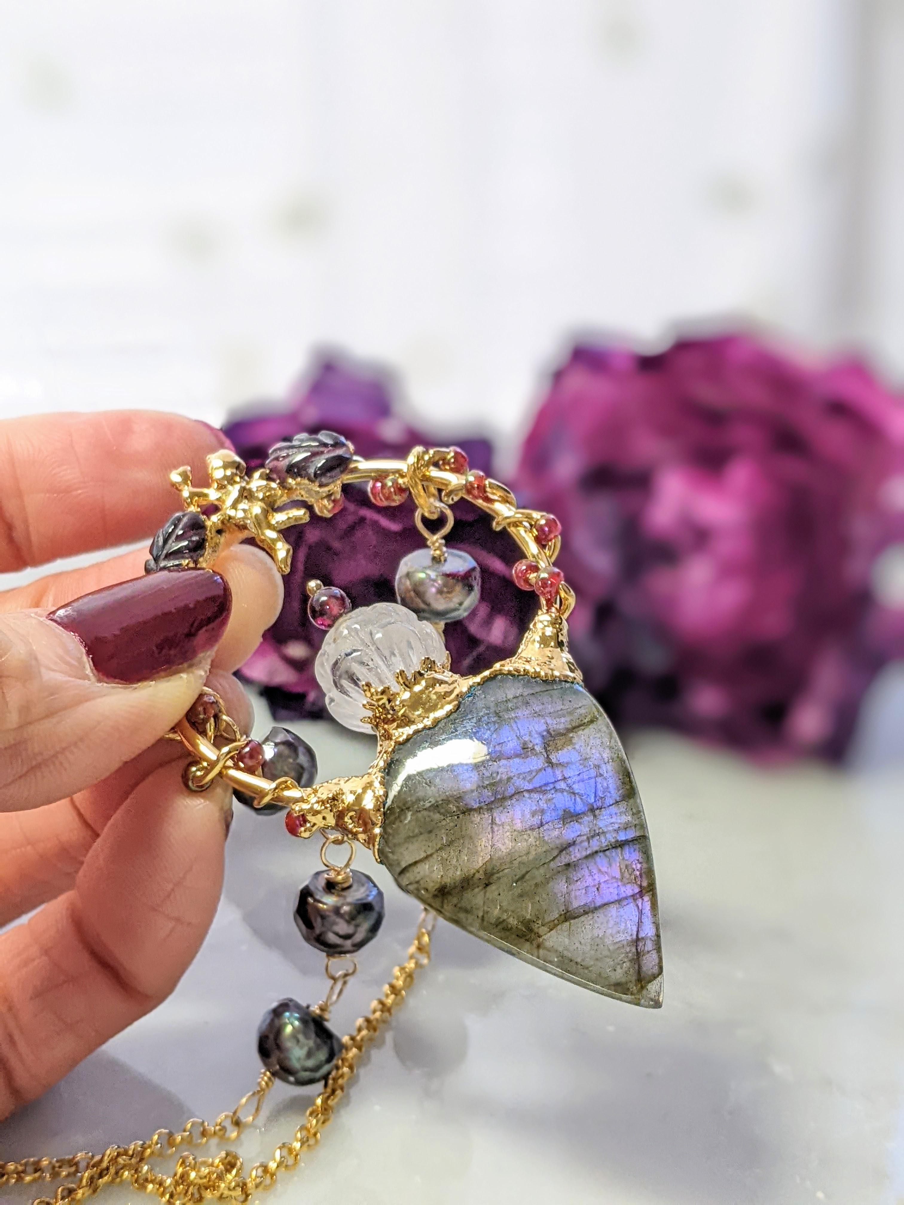 ラブラドライト ネックレス　　エレクトロフォーミング