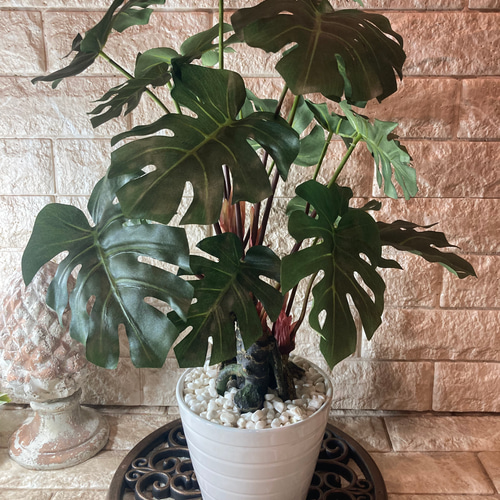 光触媒 人工観葉植物 ウォールグリーン フェイク フラワー モンステラ