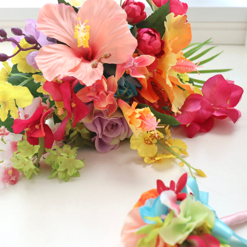 ウェディングブーケ＊トロピカルハイビスカス＆プルメリア♡海外挙式