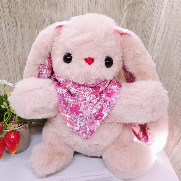 ぬいぐるみ、うさぎ、垂れ耳、リバティ、ベージュピンク、 ぬいぐるみ