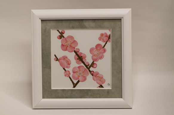激安大特価！ 原画 ボタニカルアート 額装 手書き Art Botanical 絵画 ウメ 絵画