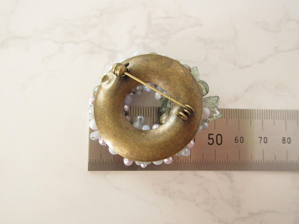 SALE 寒色系のお花ブローチ（K1082) 5枚目の画像