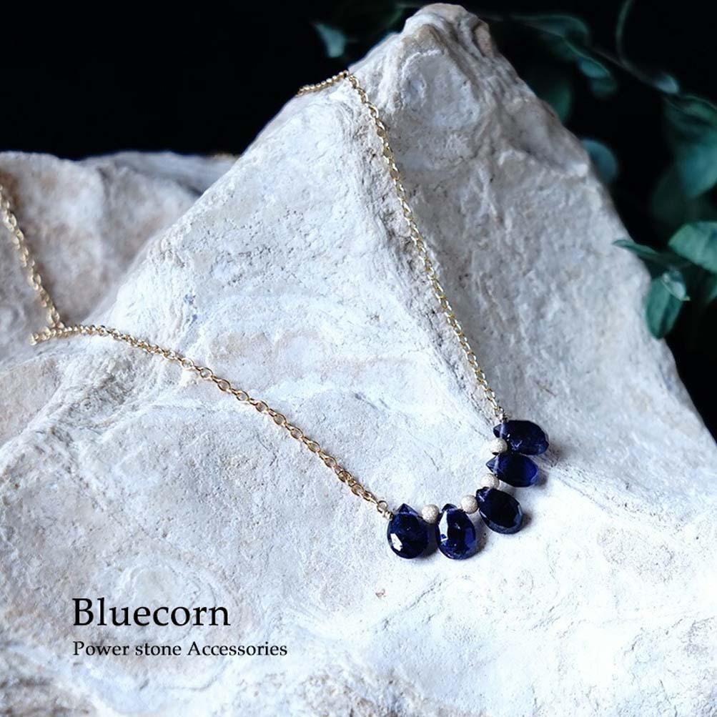 14kgf アイオライト ５粒 ネックレス 藍色の結晶 天然石