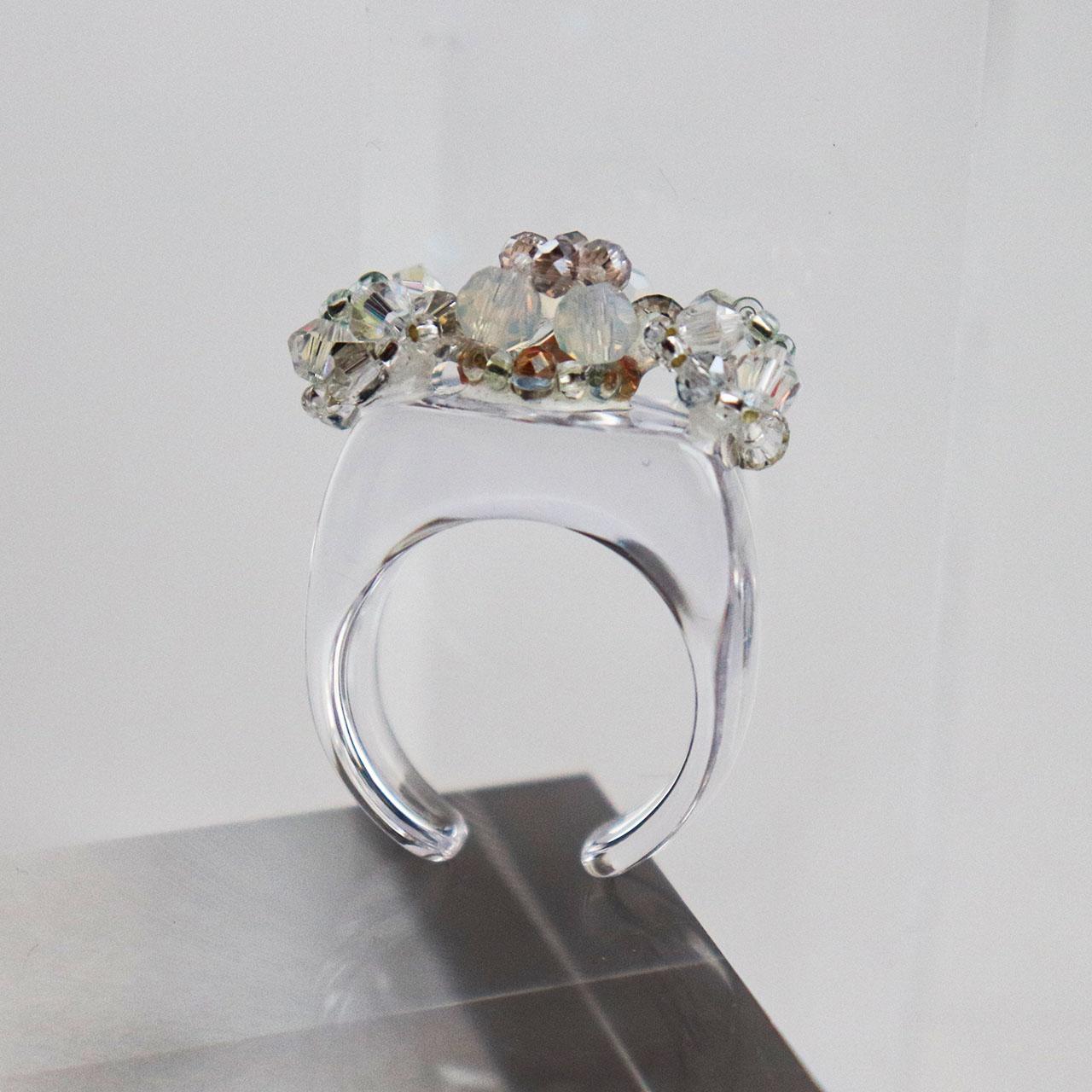 .018_ motif acryl ring　アクリルリング/フラワー/ヴィンテージモダン