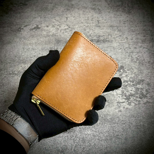 プエブロレザー ミニ財布 経年変化 本革 牛革 イタリアンレザー YKK
