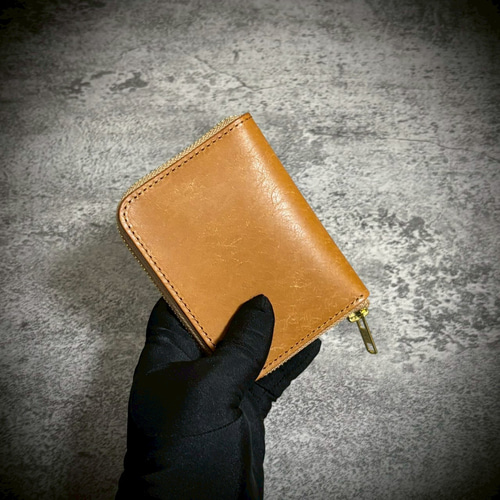 プエブロレザー ミニ財布 経年変化 本革 牛革 イタリアンレザー YKK