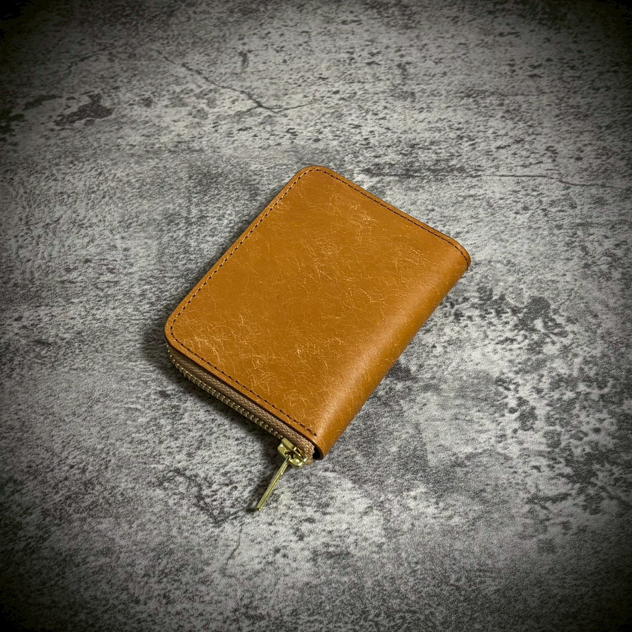 プエブロレザー ミニ財布 経年変化 本革 牛革 イタリアンレザー YKK 小さい財布 革財布 キャメル