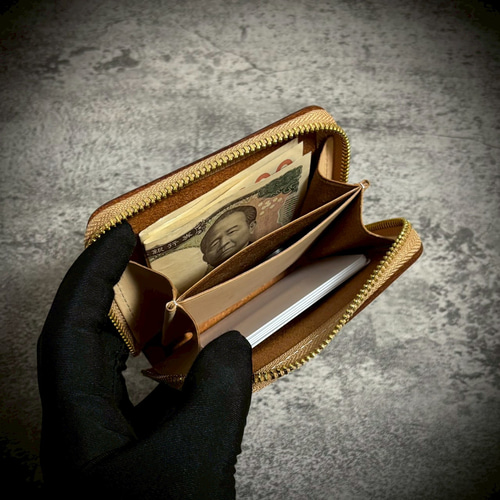 プエブロレザー ミニ財布 経年変化 本革 牛革 イタリアンレザー YKK