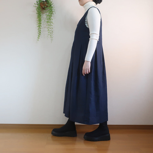 夏も冬も オンオフ兼用【3サイズ 5-13号】Vネックジャンパースカート