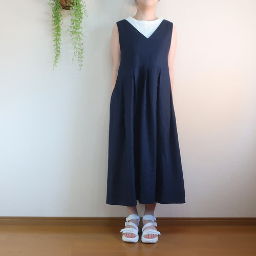 夏も冬も オンオフ兼用【3サイズ 5-13号】Vネックジャンパースカート