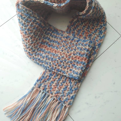 ハンドメイド 多色マフラー フリンジ付き