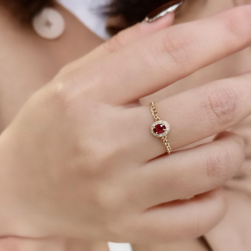 天然ダイヤモンド付きルビーリングk18 指輪・リング パール大好き(購入