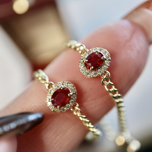 天然ダイヤモンド付きルビーリングk18 指輪・リング パール大好き(購入