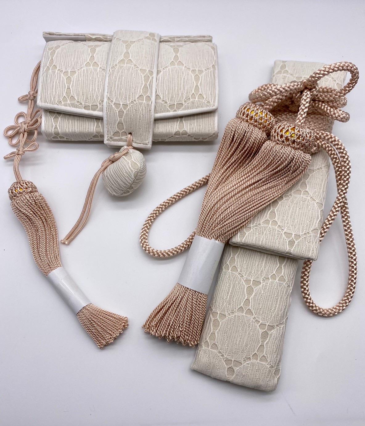 【受注生産】花嫁和装 はこせこ かいけん 新品 婚礼用 筥迫 懐剣 　2点セット　レース風　ベージュ系房 18,469円