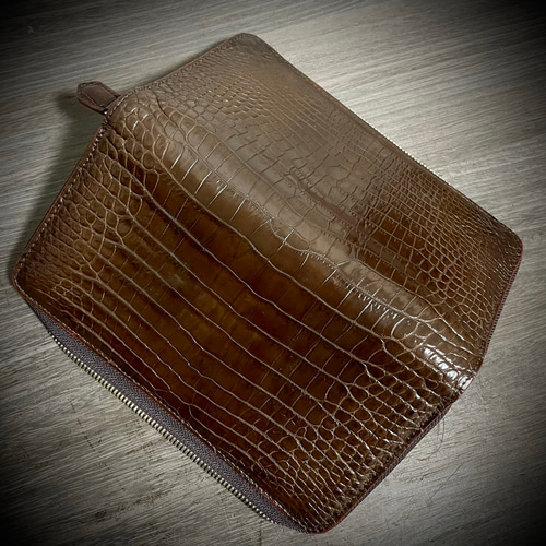 高級 クロコダイル センターカット 長財布 ワニ革 ギャルソン