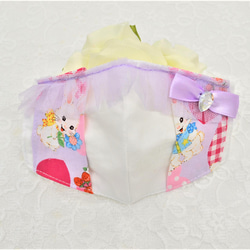ハンドメイドマスク　ゆめかわ　ウサギ×ねこ　幼児インナーマスク プリンセスマスク（不織布マスク用カバー) かわいいウサギ