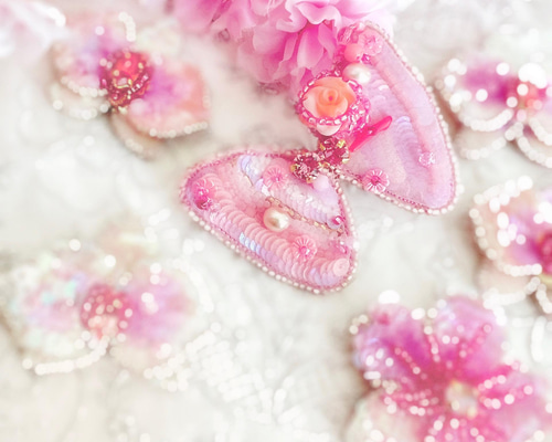 shiho❣️白蝶貝桜モチーフアベンチュリン翡翠ブローチ＆トップ　リング shiho様専用❣️白蝶貝桜モチーフアベンチュリン翡翠ブローチ