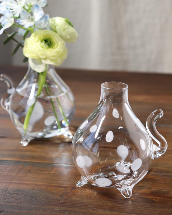 マーブル模様のガラス花瓶 約30cm