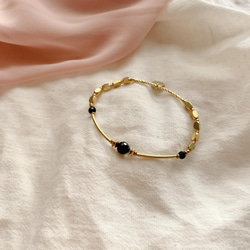黑秘果-黑瑪瑙 黃銅手環 第9張的照片