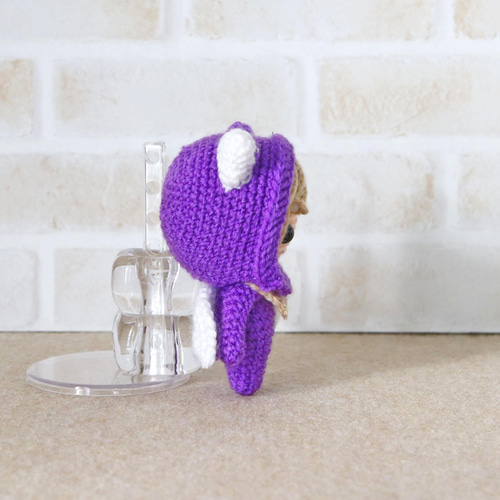 ゆるっとなあみぐるみ：紫色のキツネ着ぐるみ天使ちゃん。天使ちゃんの