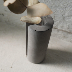 水泥花瓶 | 圓形 | 連試管 | 淺灰色 及 深灰色 | 可放乾花或鮮花 第4張的照片